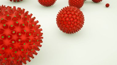 Bir virüs hücresinin üç boyutlu modeli. Koronovirüs salgını konsepti. 3d resimleme.