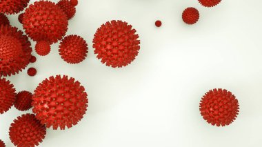 Beyaz arka planda virüsün üç boyutlu modeli. Coronavirüs salgını konsepti. 3 boyutlu görüntüleme. resimleme