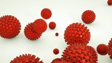 Beyaz arka planda virüsün üç boyutlu modeli. Coronavirüs salgını konsepti. 3 boyutlu görüntüleme. resimleme