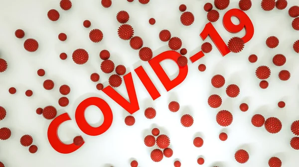 Iscrizione Covid Con Modelli Tridimensionali Del Virus Concetto Virus Pandemico — Foto Stock