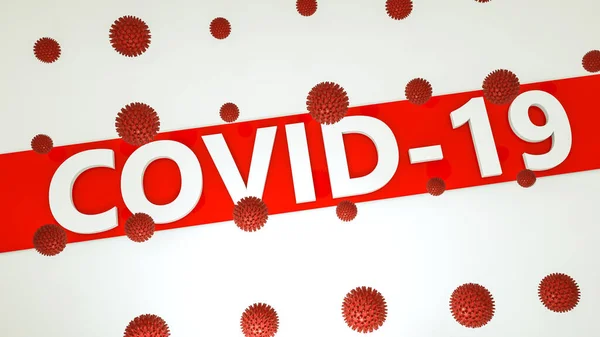 Iscrizione Covid Con Modelli Tridimensionali Del Virus Concetto Virus Pandemico — Foto Stock