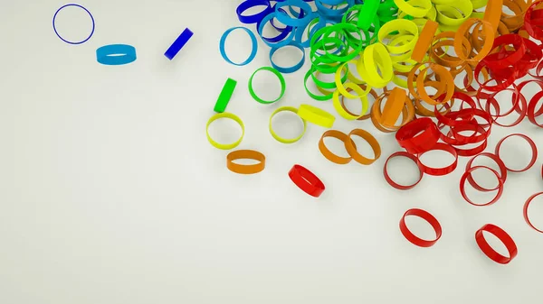 多色の三次元リング 虹の背景 3Dレンダリング図 — ストック写真