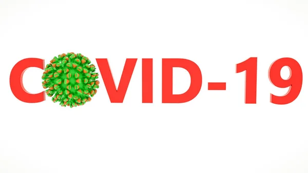 Palabra Tridimensional Covid Con Modelo Virus Concepto Pandémico Del Coronavirus — Foto de Stock