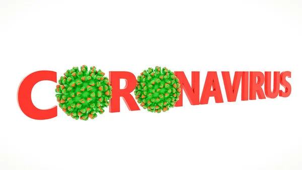 Three Dimensional Word Coronavirus Virus Model Coronavirus Pandemic Concept Render — Stock Photo, Image