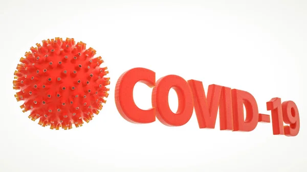 Three Dimensional Model Virus Word Covid White Background Coronavirus Pandemic — Stock Photo, Image