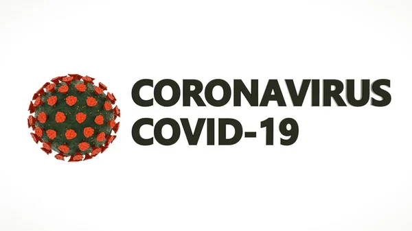 Beyaz Arka Planda Stilize Edilmiş Virüs Modeli Covid Kelimesi Koronavirüs — Stok fotoğraf