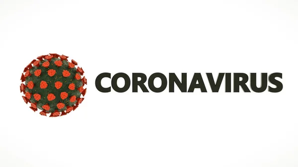 Stylized Virus Model Word Coronavirus White Background Coronavirus Pandemic Concept — Stock Photo, Image