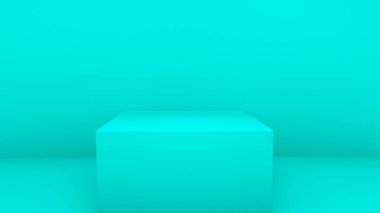 Turkuaz rengin soyut üç boyutlu arka planı. Üç boyutlu küpler. 3d resimleme