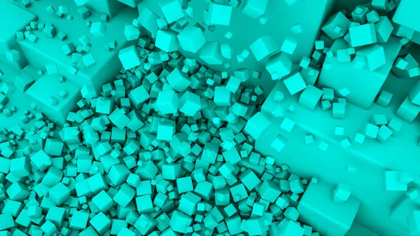 Abstracte Driedimensionale Achtergrond Van Turquoise Kleur Driedimensionale Blokjes Illustratie Weergeven — Stockfoto