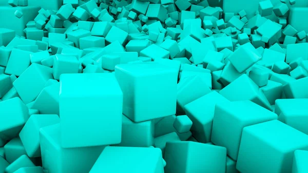 Fundo Tridimensional Abstrato Cor Turquesa Cubos Tridimensionais Renderizar Ilustração — Fotografia de Stock
