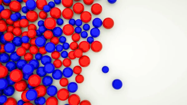 白色背景上的红色和蓝色光滑球体 3D渲染说明 — 图库照片