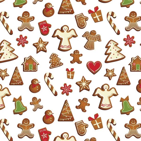 Christmas gingerbread pattern — Stock Vector