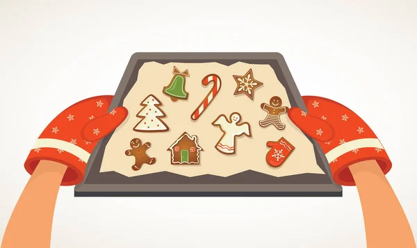 Biscuits au pain d'épice de boulangerie de Noël — Image vectorielle