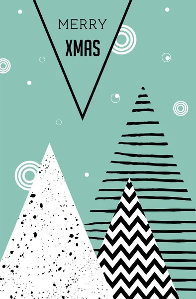 Buon Natale, sfondo geometrico astratto, poster, tema e stile scandinavo — Vettoriale Stock
