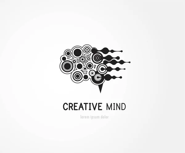 Mente criativa - ilustração do conceito do modelo do logotipo do vetor de negócios. Sinal cerebral humano abstrato . —  Vetores de Stock