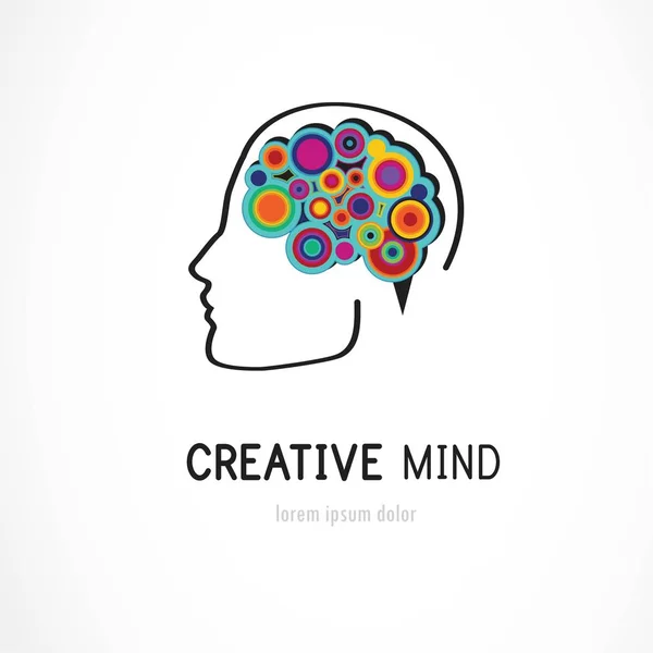 Kreativa, digitala abstrakt färgglada ikon av mänskliga hjärnan, sinne, symbol — Stock vektor