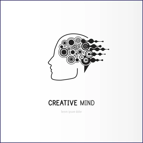 Творческий ум - иллюстрация концепции шаблона логотипа бизнес-вектора. Абстрактный знак человеческого мозга . — стоковый вектор