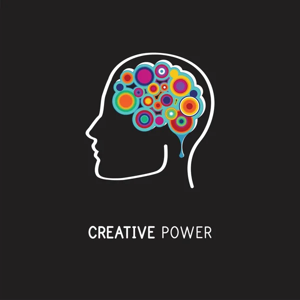 Kreative, digitale abstrakte bunte Ikone des menschlichen Gehirns, Geistes, Symbols — Stockvektor