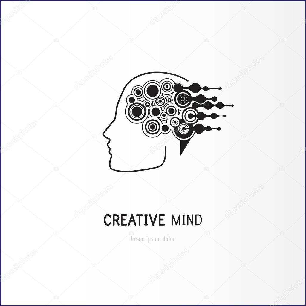 Creative mind - business vector logo template concept illustration. Abstract human brain creative sign. vector illustration