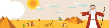 Web banner with Moses from Passover story and Egypt landscape . abstract design vector illustration clipart