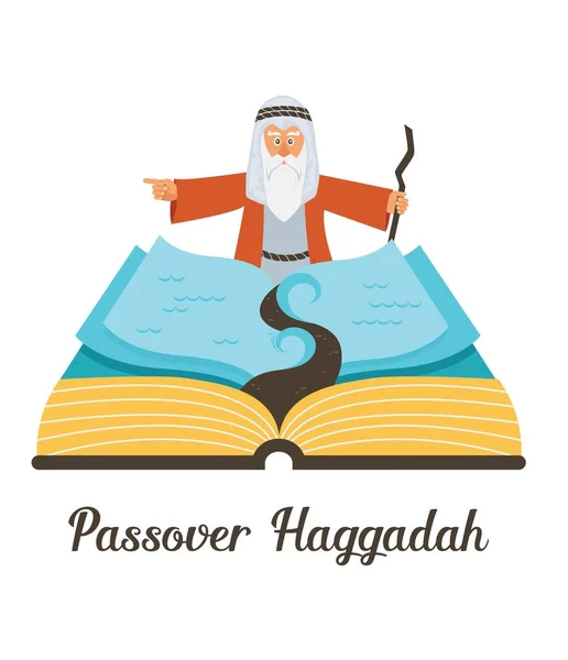 Resumo história passover livro haggadah. Mozes ordenando que o meu povo saia do Egito. vetor e ilustração —  Vetores de Stock