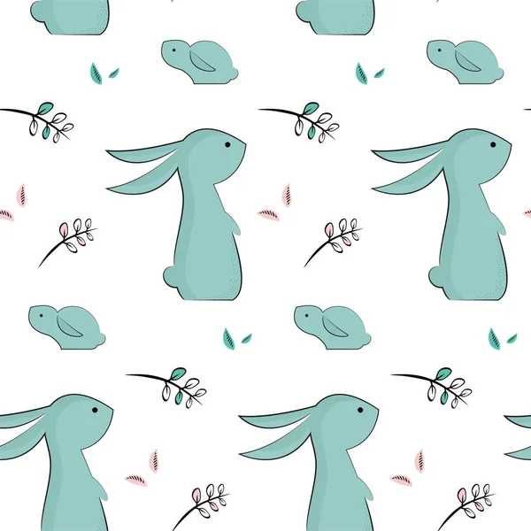 かわいいウサギと幼稚なパターン — ストックベクタ