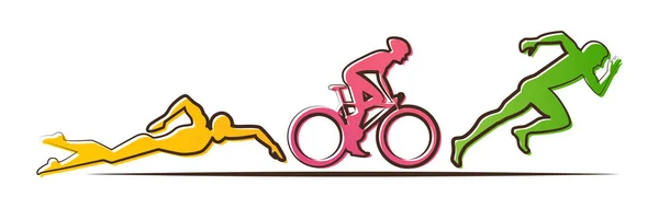 Illustration vectorielle triathlon, design plat — Image vectorielle