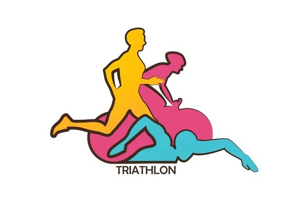 Illustration vectorielle triathlon, design plat — Image vectorielle