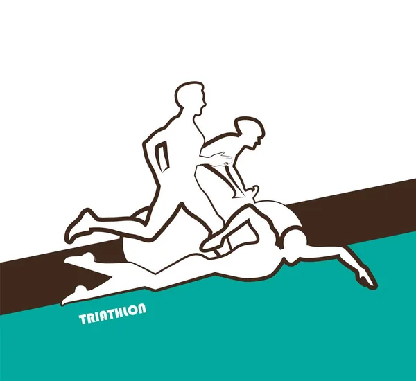 Illustration vectorielle triathlon, design plat — Image vectorielle