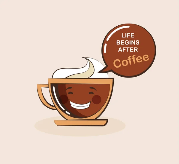 Café emoji tasse avec citation drôle — Image vectorielle