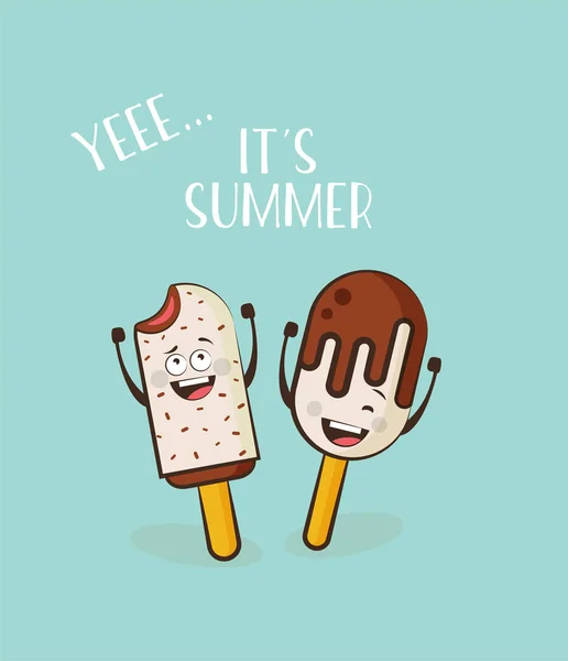 Смешные персонажи мороженого. векторная иллюстрация — стоковый вектор