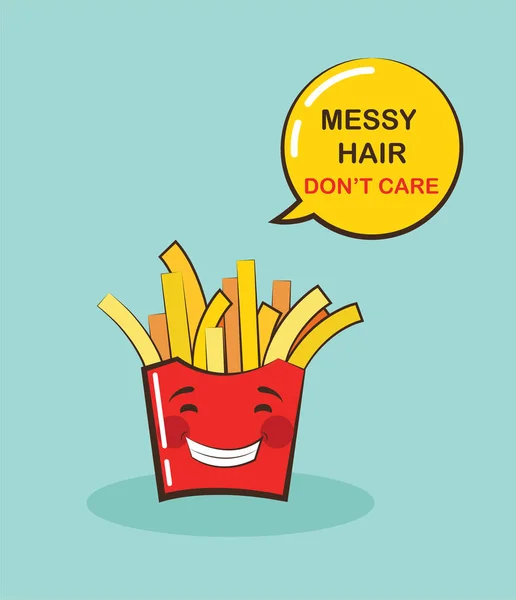 Αστεία πατατάκια χαρακτήρας με αστείο παραθέτω. Γελοιογραφία emoji πρόσωπο τροφίμων. Αστεία τροφίμων έννοια. — Διανυσματικό Αρχείο