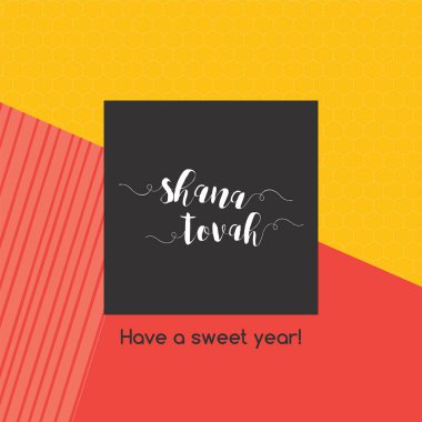 Yahudi tatil rosh hashanah tebrik kartı. soyut İskandinav retro tarzı