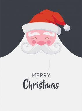 Noel tebrik kartı. Metniniz için boş alanı olan bir sakallı mutlu Noel Baba. Noel baba karakteri ile bir afiş tasarım el ilanları, kartpostallar, davetiyeler ve daha fazlası için.