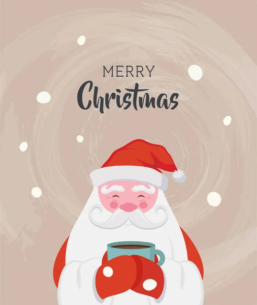 Santa drinking a hot drink at winter scenary. Vector christmas illustration — Stock Illustration Santa drinking a hot drink at winter scenary. Vector christmas illustration Stock Vector