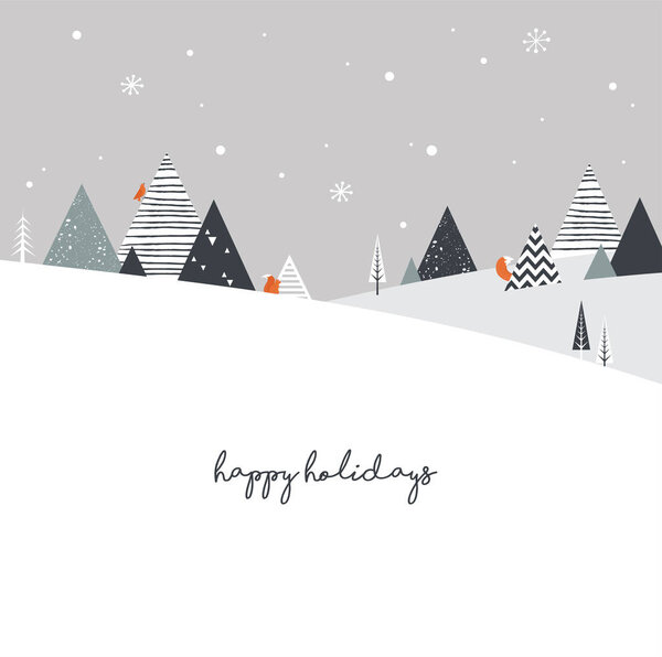 Рождественский зимний пейзаж. Абстрактный вектор
