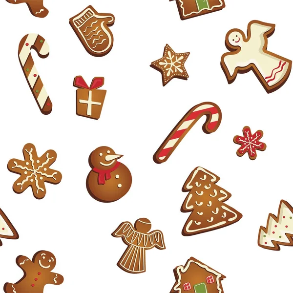 Peperkoek cookies naadloze patroon — Stockvector