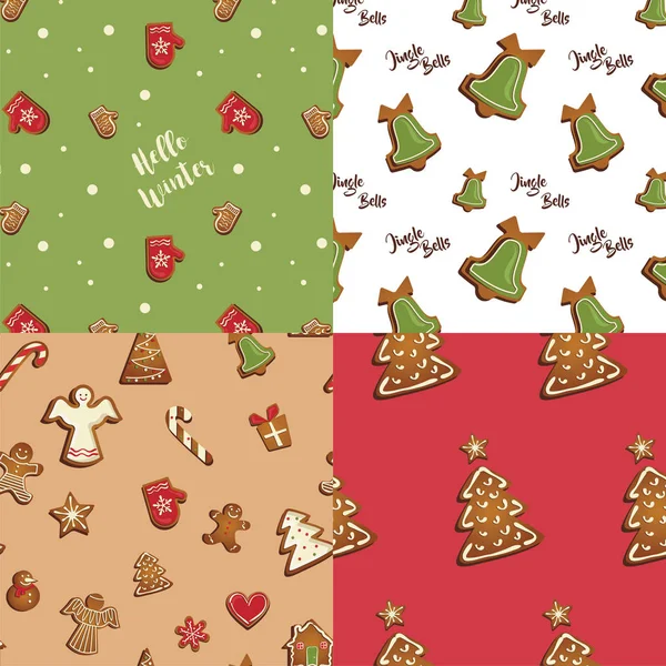 Gingerbread cookies seamless pattern — Stock Vector