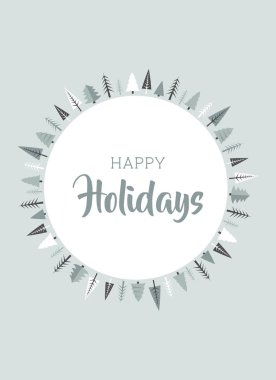 Noel kış manzara tebrik kartı orman arka plan ile. Soyut vektör