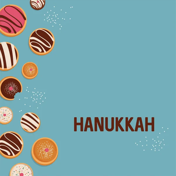 Chanukka dougnut, jüdisches Feiertagssymbol. Süßes traditionelles Backen — Stockvektor