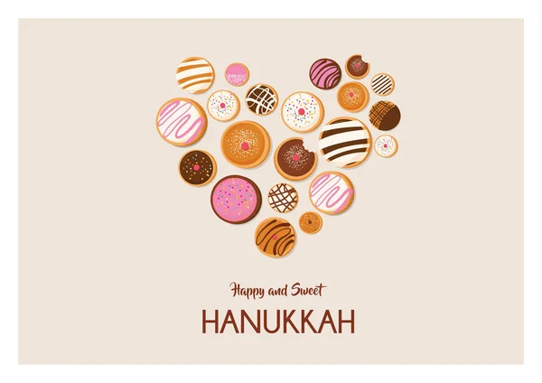 Hanukkah dougnut, judiska högtiden symbol. söta traditionella baka — Stock vektor