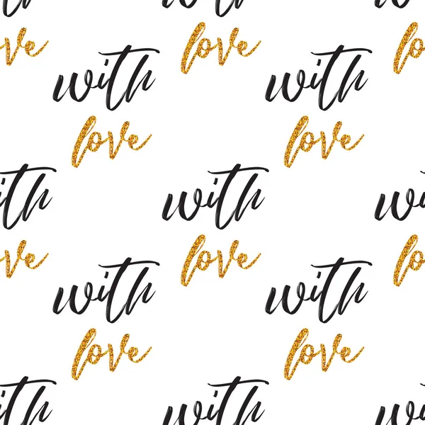 Fondo sin fisuras con amor de texto. Día de San Valentín. Adorno de boda . — Vector de stock