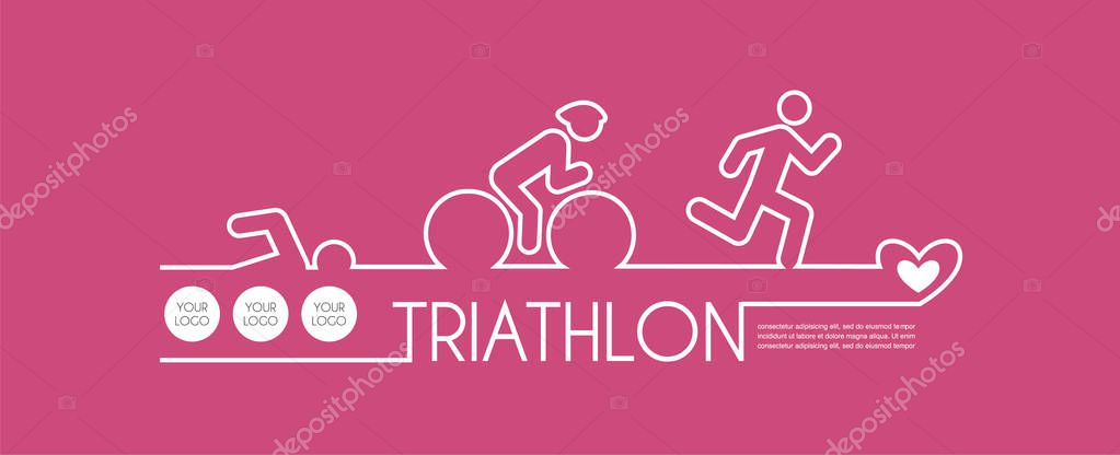 Vector illustration triathlon, flat design. vector illustration