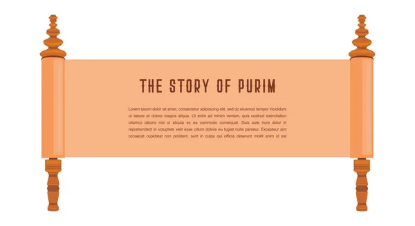 Historien om Purim. Judiska acient Bläddra. banner mall illustration — Stock vektor