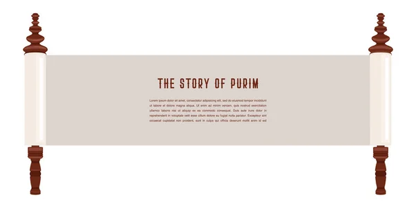 Opowieść o Purim. Żydowskie acient przewijania. ilustracja szablon transparent — Wektor stockowy