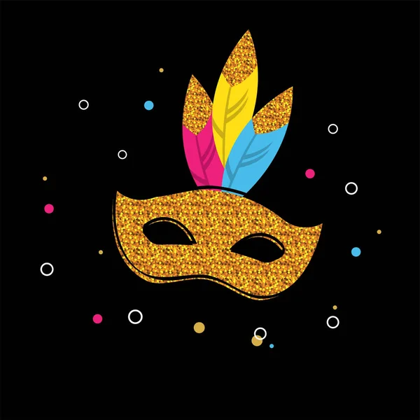 Карнавальный плакат с блестящей маской. Концепция фестиваля — стоковый вектор