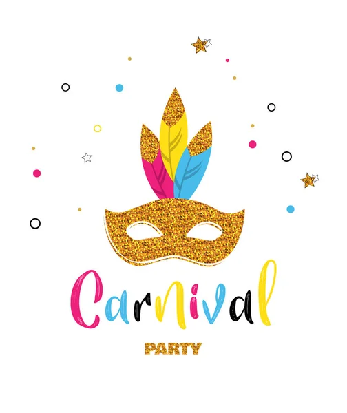 Cartel de carnaval con máscara de brillo. Diseño de concepto Festival — Vector de stock