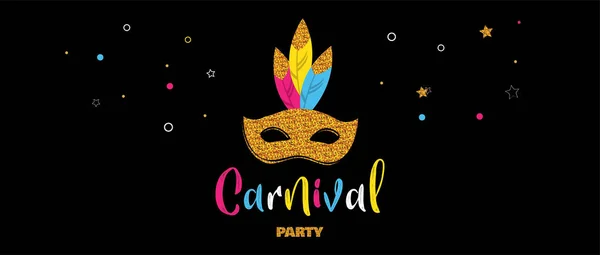Banner de carnaval con máscara de purpurina. Diseño de concepto Festival — Vector de stock