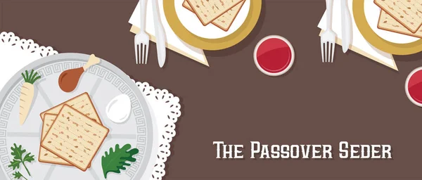 Mesa de Pascua tradicional para la cena de Pascua con plato de Pascua. diseño de banner de plantilla de ilustración de vector — Archivo Imágenes Vectoriales