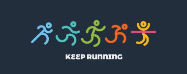 Dinamik çalışan insanlar küme. Spor ve sağlıklı yaşam illüstrasyon tasarımınız için. rekabet ve bitiş